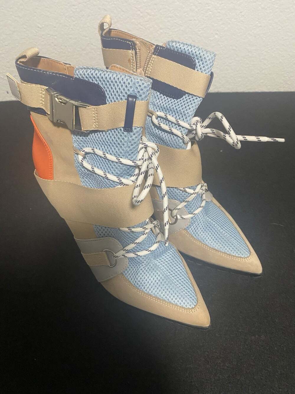 Steve Madden Illusion MultiColor Leather & Fabric Lug Booties Women's Size 9M